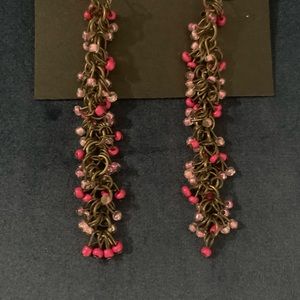 Pink mini bead dangle earrings